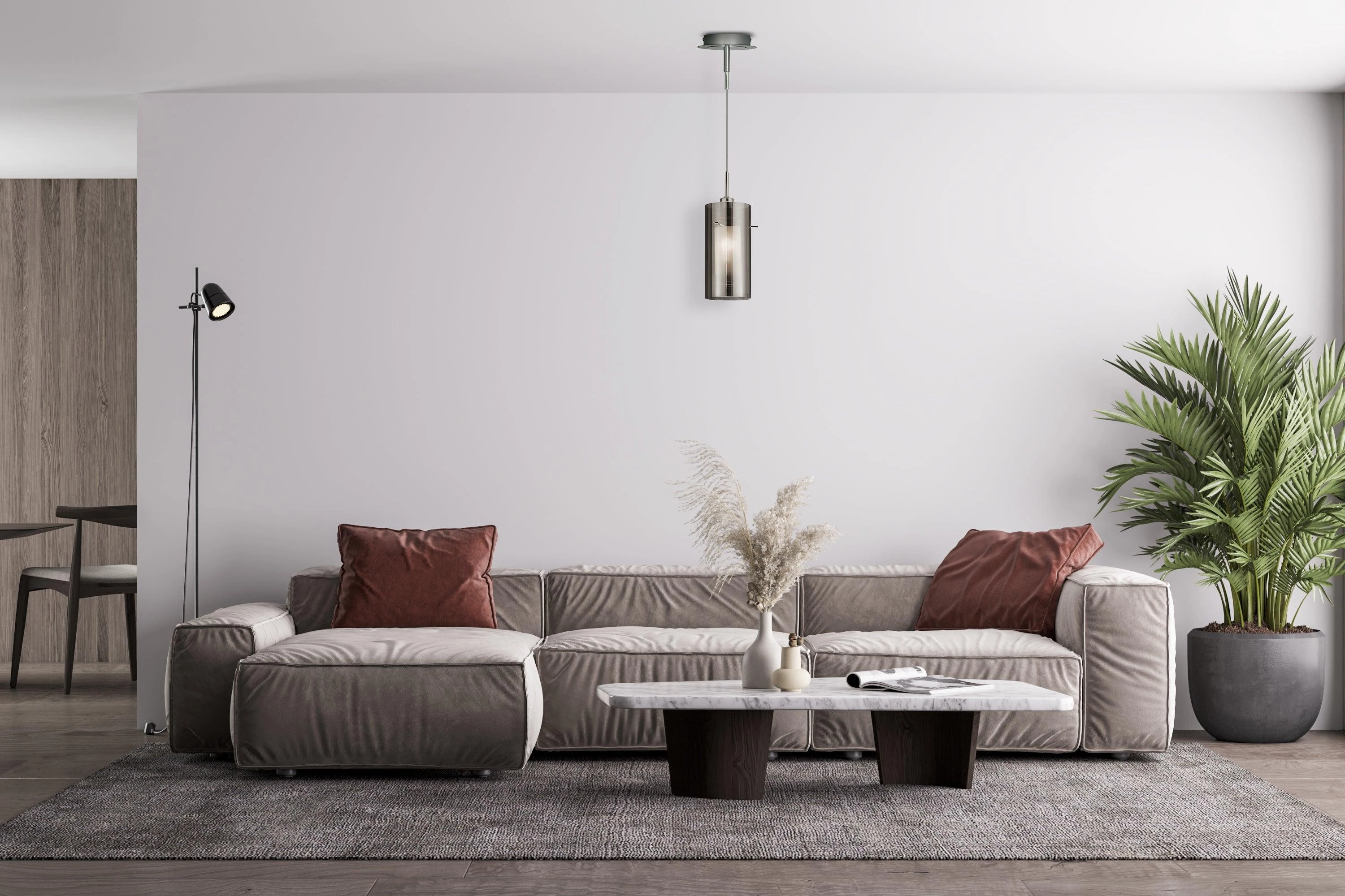 Duo 2 - 1 Light Ceiling Pendant Smokey/Frosted Glass Shades