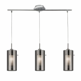 Duo 2 - 3 Light Bar Pendant Smokey/Frosted Glass Shades minimalist ceiling light
