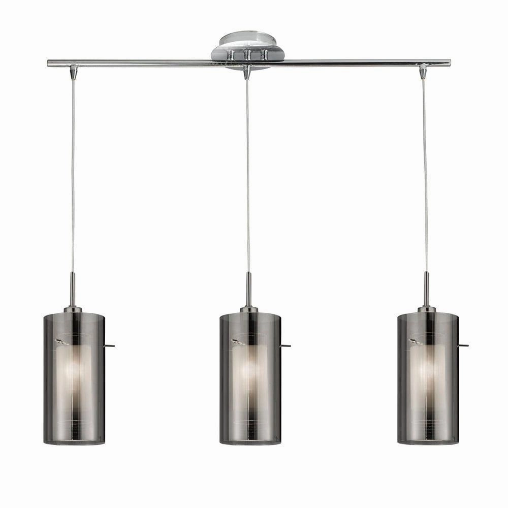 Duo 2 - 3 Light Bar Pendant Smokey/Frosted Glass Shades minimalist ceiling light