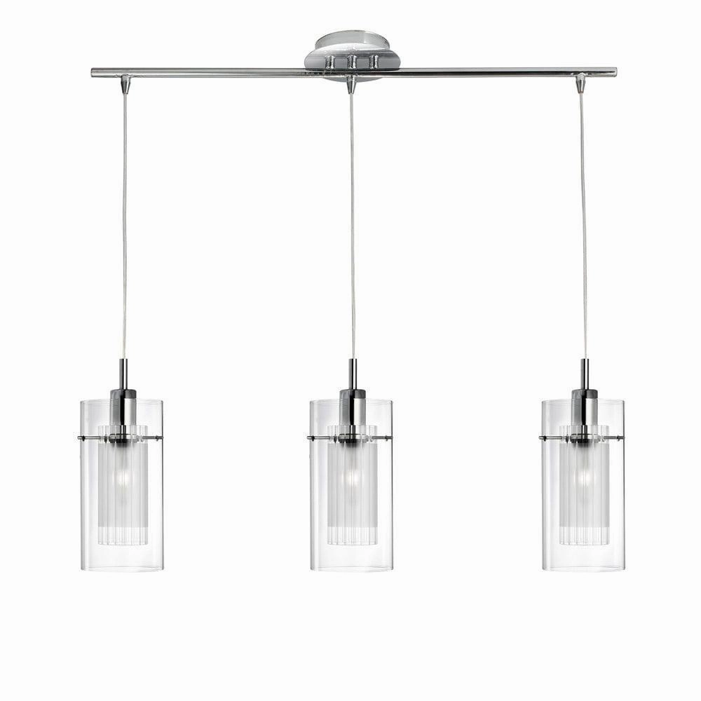 Duo I Chrome & Double Glass 3 Light Bar Ceiling Pendant minimalist ceiling light