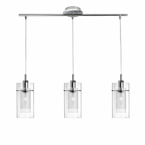 Duo I Chrome & Double Glass 3 Light Bar Ceiling Pendant simple ceiling design light