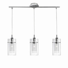 Duo I Chrome & Double Glass 3 Light Bar Ceiling Pendant minimalist ceiling light