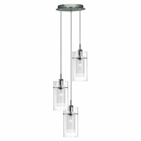 Duo I Chrome & Double Glass 3 Light Ceiling Pendant minimalist ceiling light