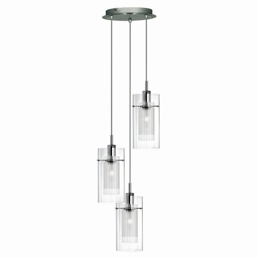 Duo I Chrome & Double Glass 3 Light Ceiling Pendant minimalist ceiling light