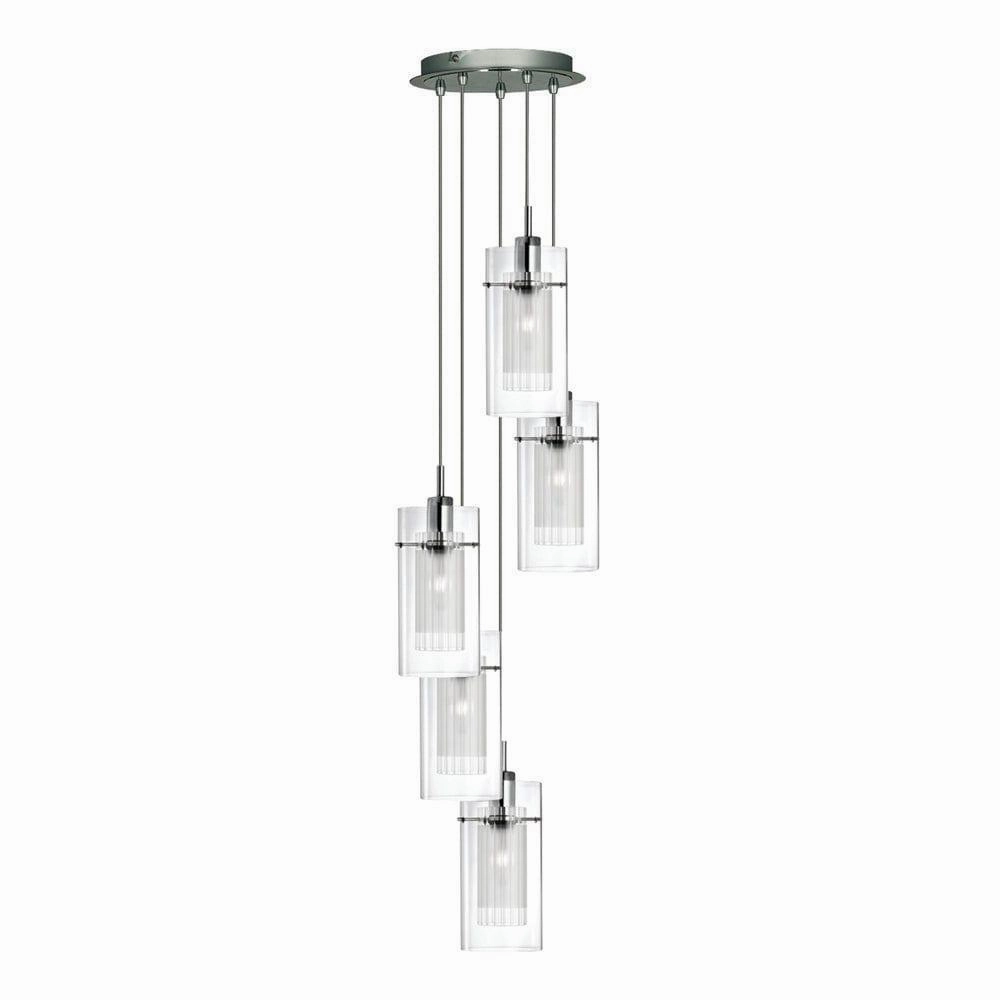 Duo I Chrome & Double Glass 5 Light Pendant Searchlight modern ceiling lamp