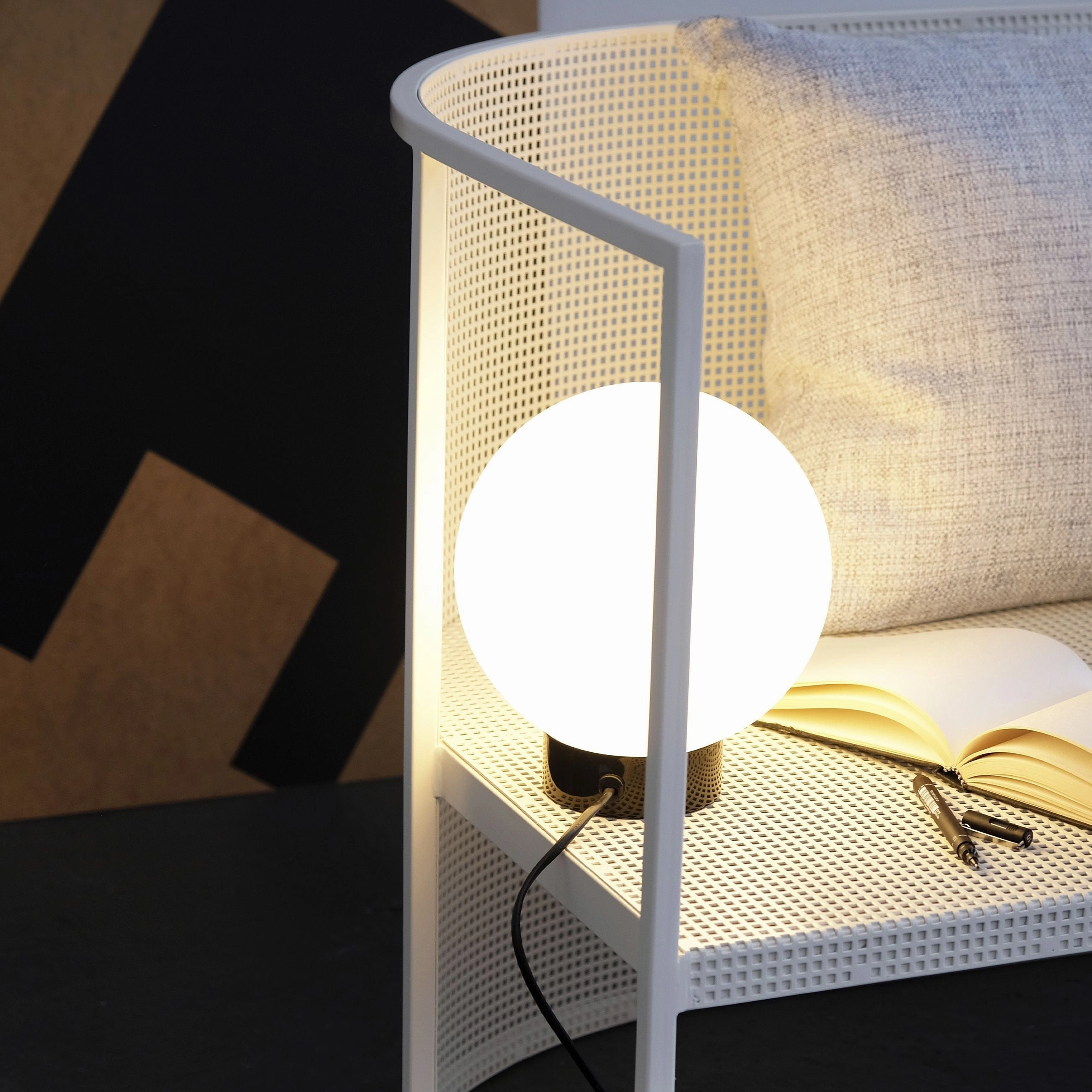 Dyberg Larsen Barcelona Table Lamp, Opal/Black