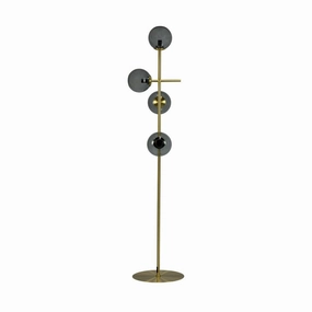 Dyberg Larsen Como Floor Lamp, Smoked Glass/Brass garden LED light