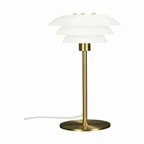Dyberg Larsen Dl20 Table Lamp, Opal/Brass designer outdoor lamp