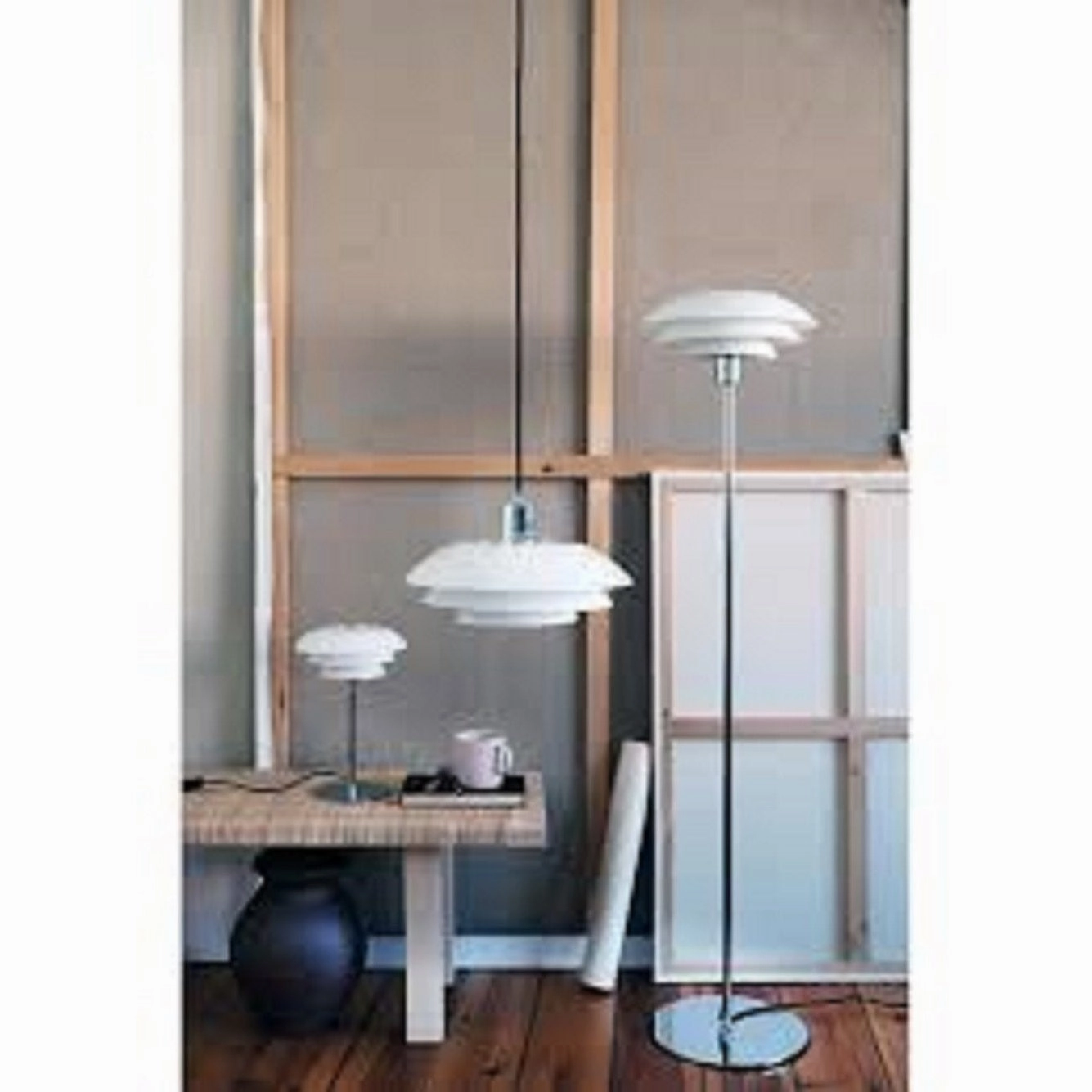 Dyberg Larsen Dl31 Floor Lamp W. Chrome Foot, Opal Glass