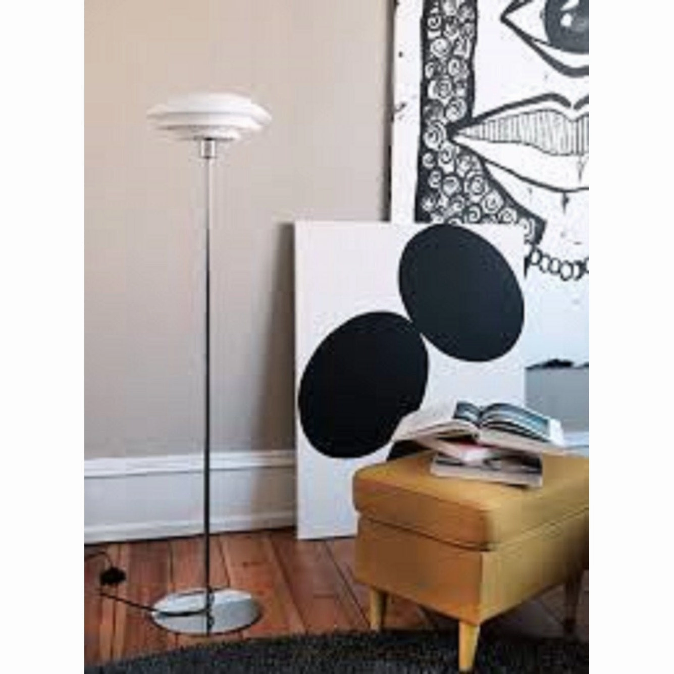 Dyberg Larsen Dl31 Floor Lamp W. Chrome Foot, Opal Glass