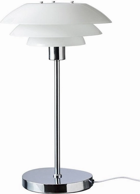 Dyberg Larsen Dl31 Table Lamp W. Chrome Base, Opal Glass designer outdoor lamp