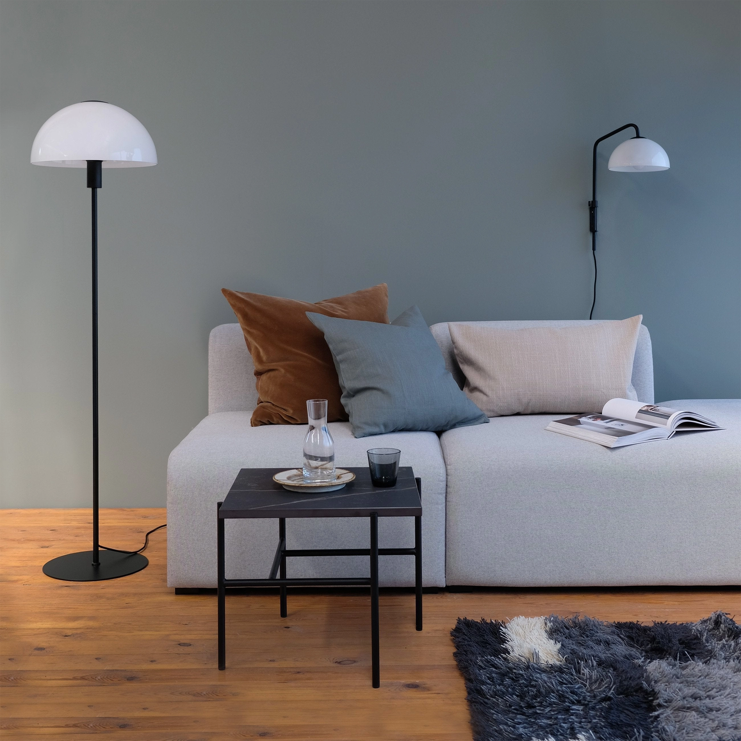 Dyberg Larsen Jazz Floor Lamp, Opal/Black