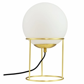 Dyberg Larsen Madrid Table Lamp, Opal/Brass designer outdoor lamp