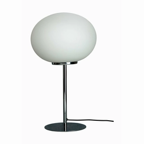 Dyberg Larsen Queen Table Lamp, Opal/Chrome designer outdoor lamp