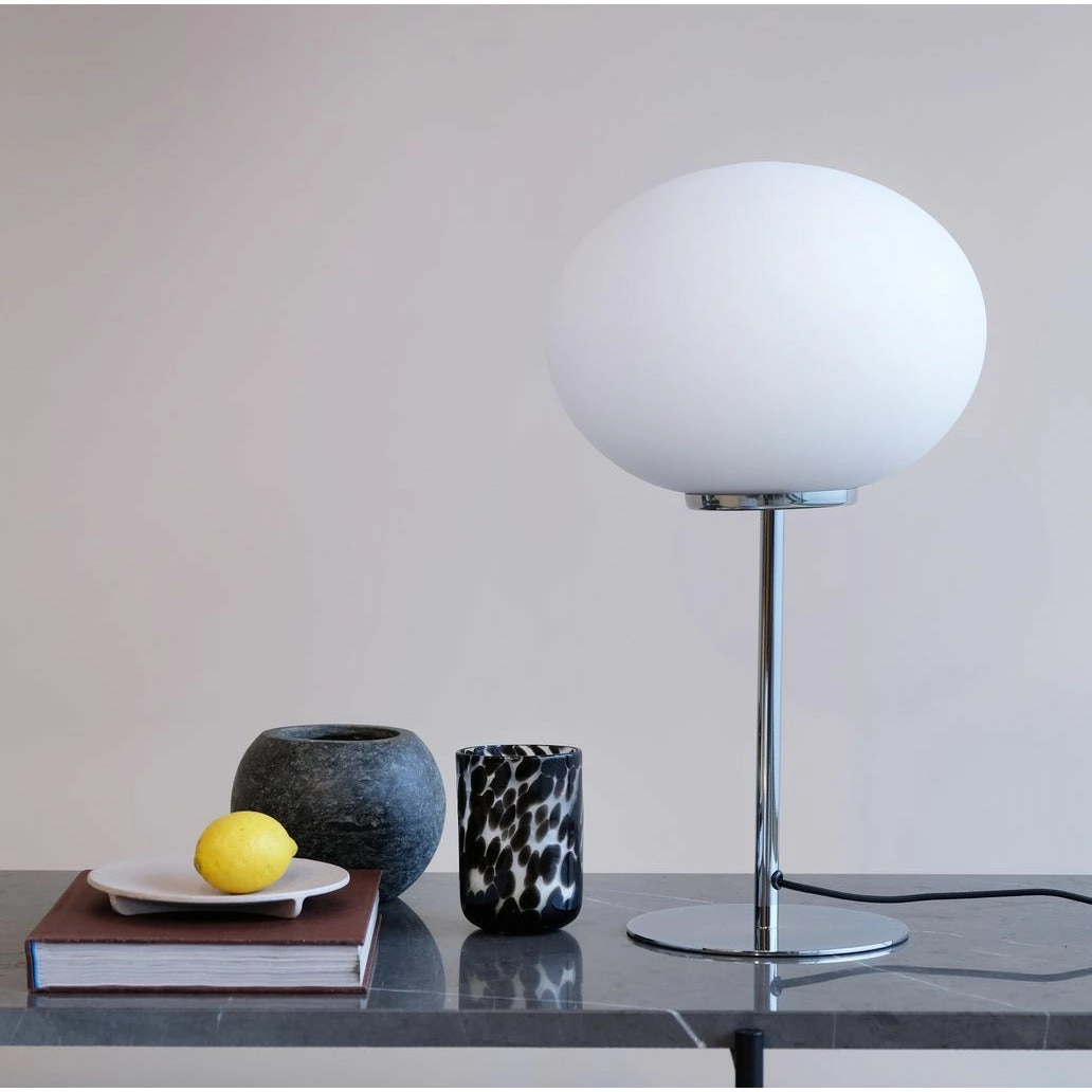 Dyberg Larsen Queen Table Lamp, Opal/Chrome