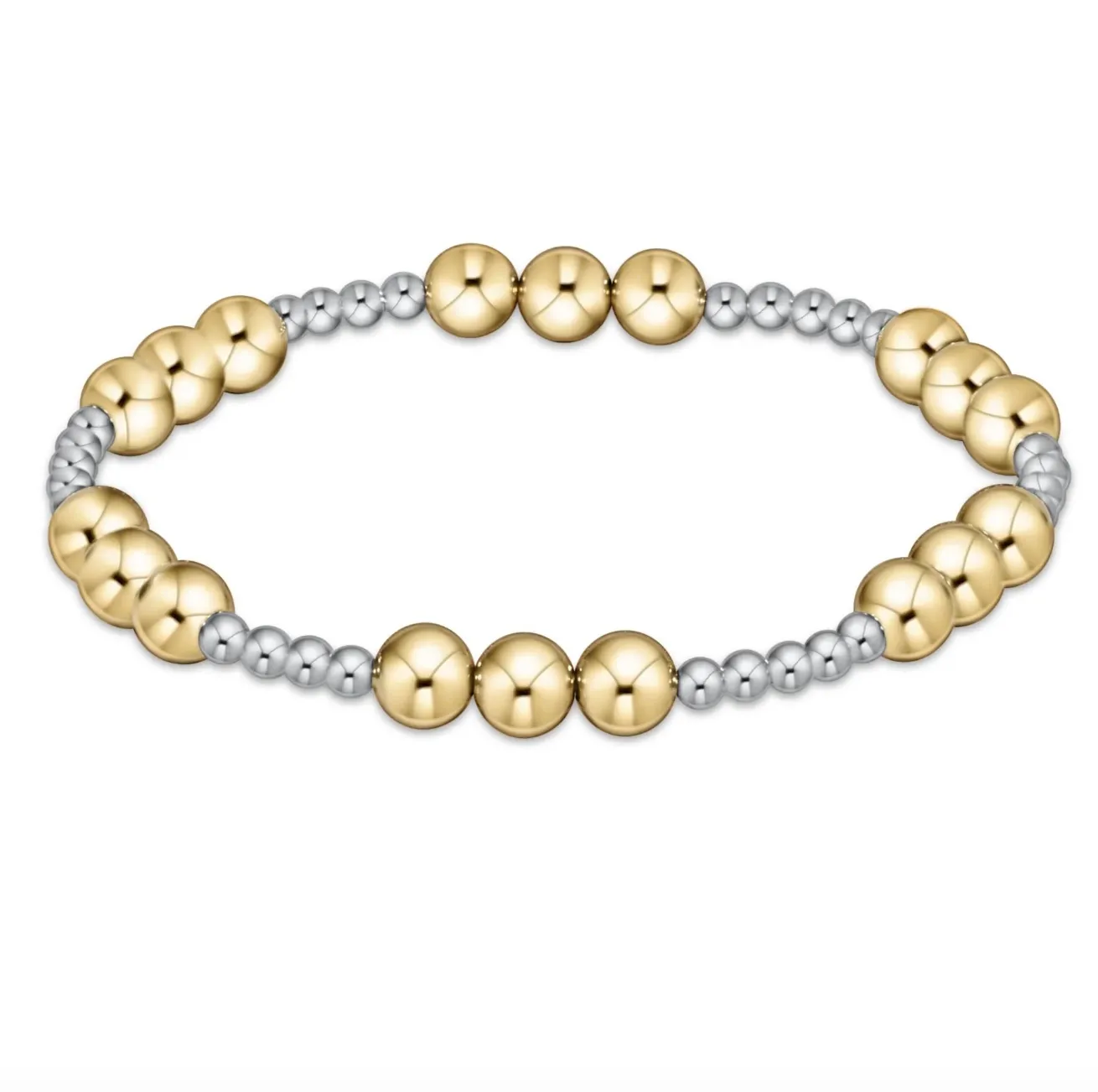 E Newton Jewelry Classic Joy Pattern 6mm Bead Bracelet - Mixed Metal