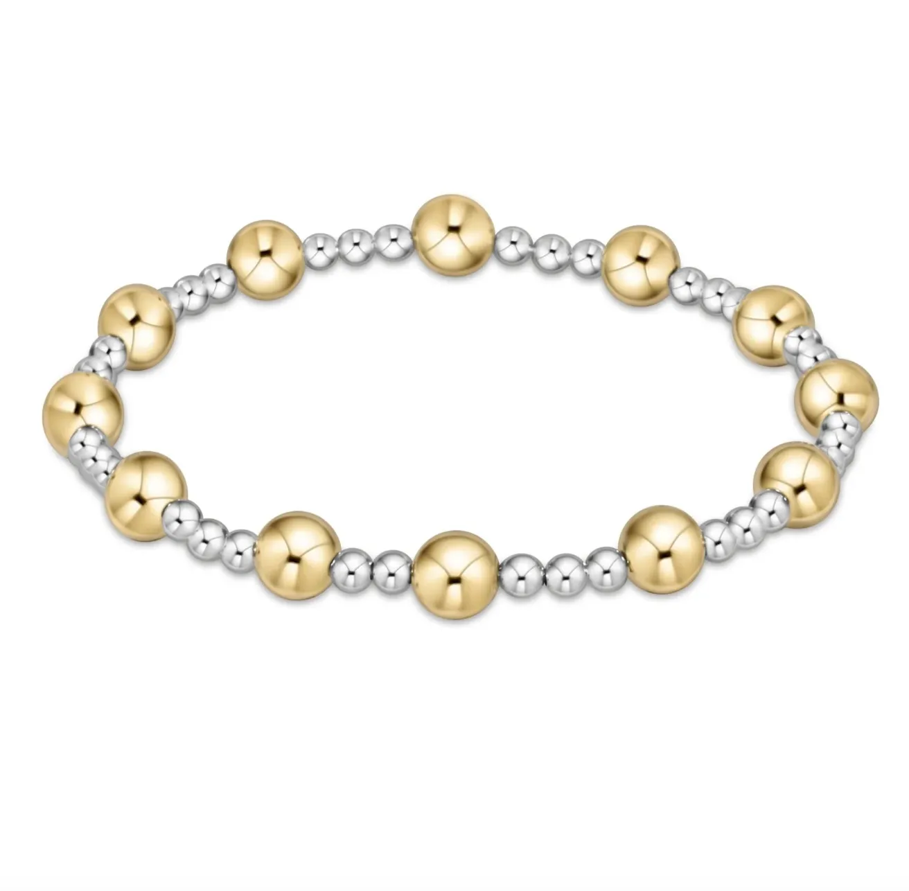 E Newton Jewelry Classic Sincerity Pattern 6mm Bead Bracelet - Mixed Metal