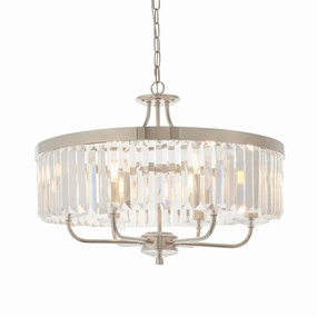 Ealing Round 6 Light Chrome & Clear Cut Glass Pendant modern ceiling lamp