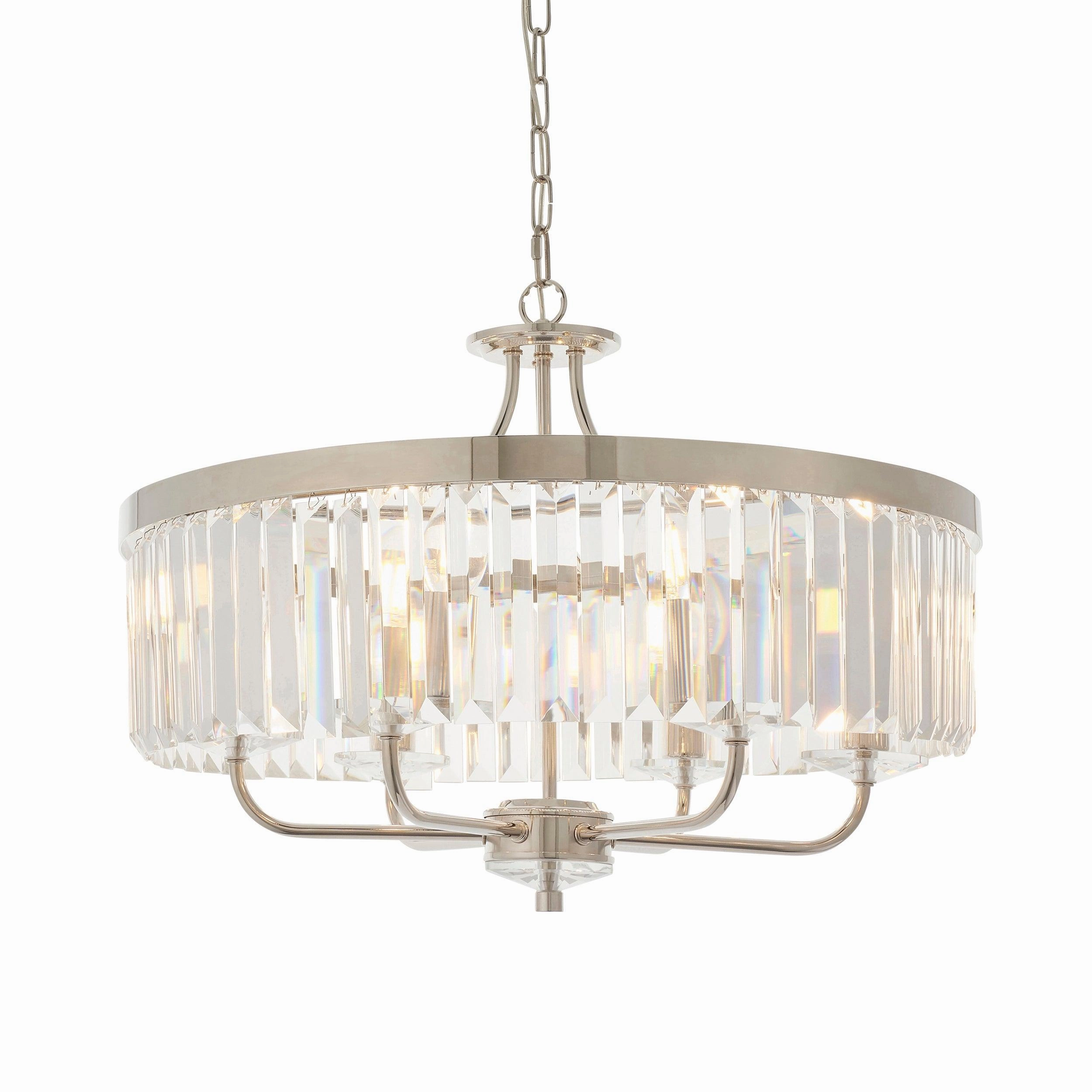 Ealing Round 6 Light Chrome & Clear Cut Glass Pendant modern ceiling lamp
