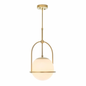 Eldorado Brass Art Deco Pendant With Opal Glass Shade modern ceiling lamp