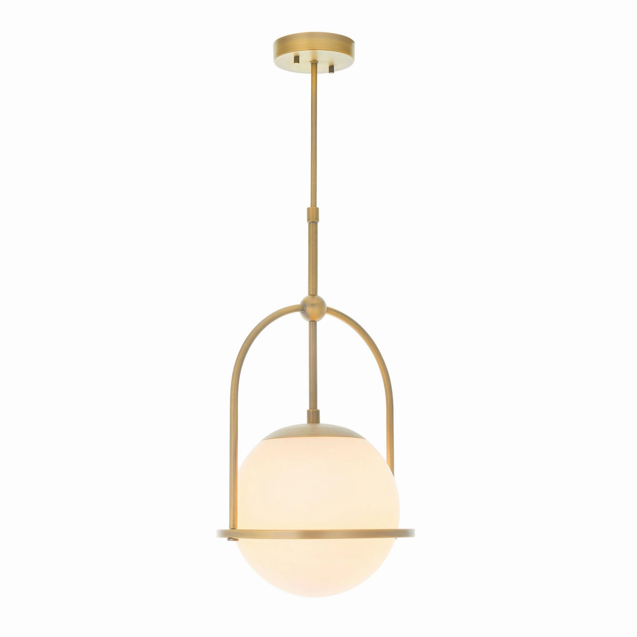 Eldorado Brass Art Deco Pendant With Opal Glass Shade modern ceiling lamp