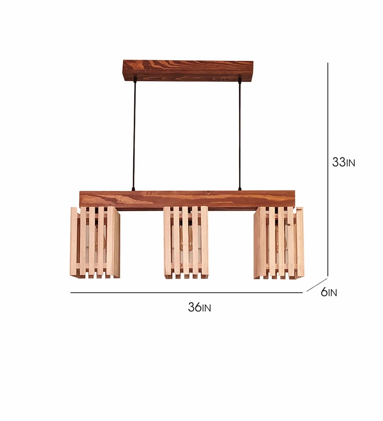 Elegant Beige & Brown Wooden Series Hanging Lamp (BULB NOT INCLUDED)