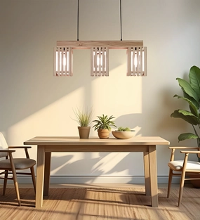 Elegant Beige Wooden Series Hanging Lamp (BULB NOT INCLUDED) contemporary ceiling fixture