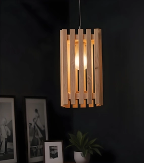 Elegant Beige Wooden Single Hanging Lamp (BULB NOT INCLUDED) contemporary ceiling fixture