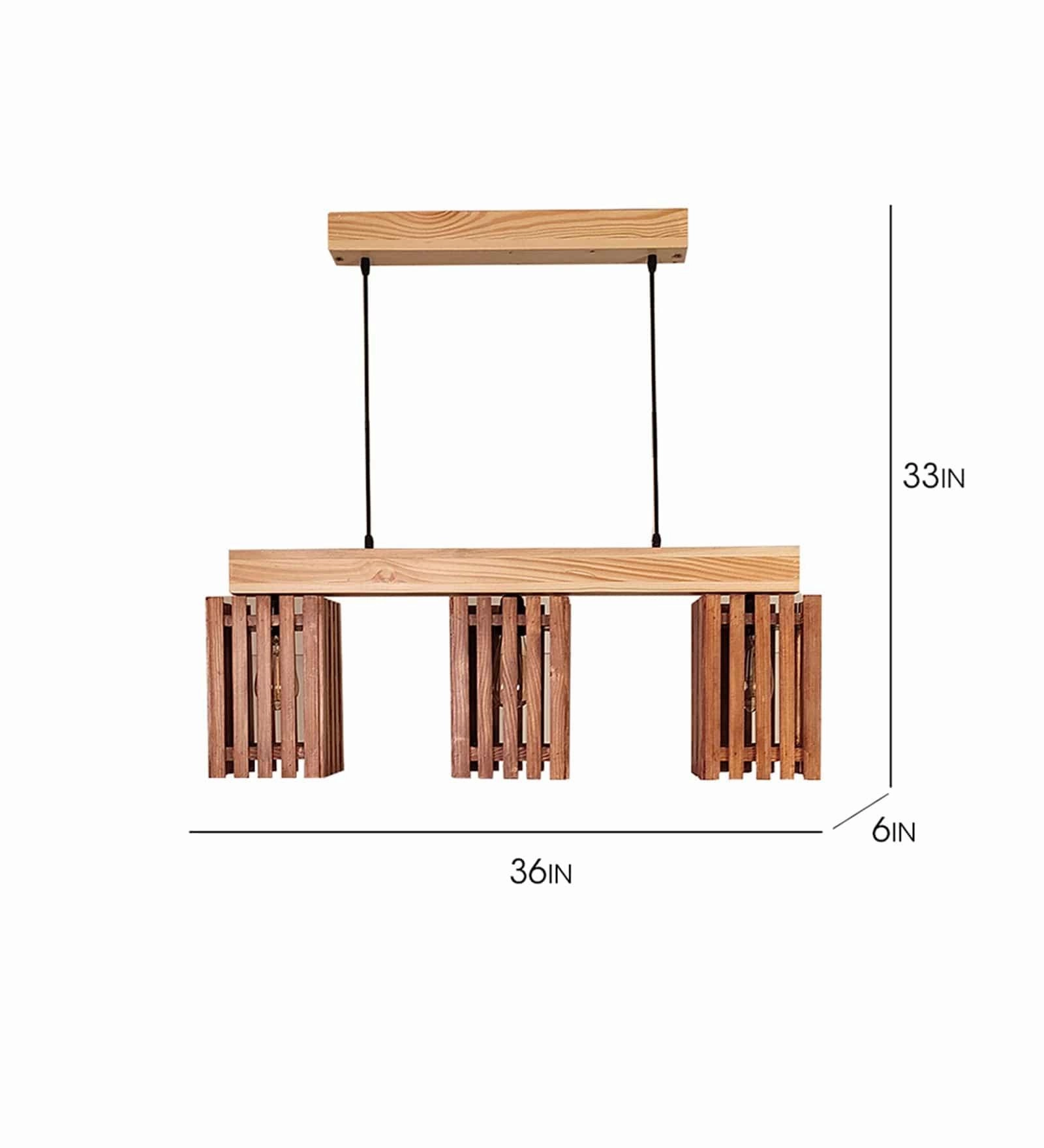 Elegant Brown & Beige Wooden Series Hanging Lamp (BULB NOT INCLUDED)