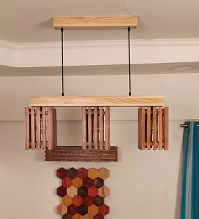 Elegant Brown & Beige Wooden Series Hanging Lamp (BULB NOT INCLUDED) contemporary ceiling fixture