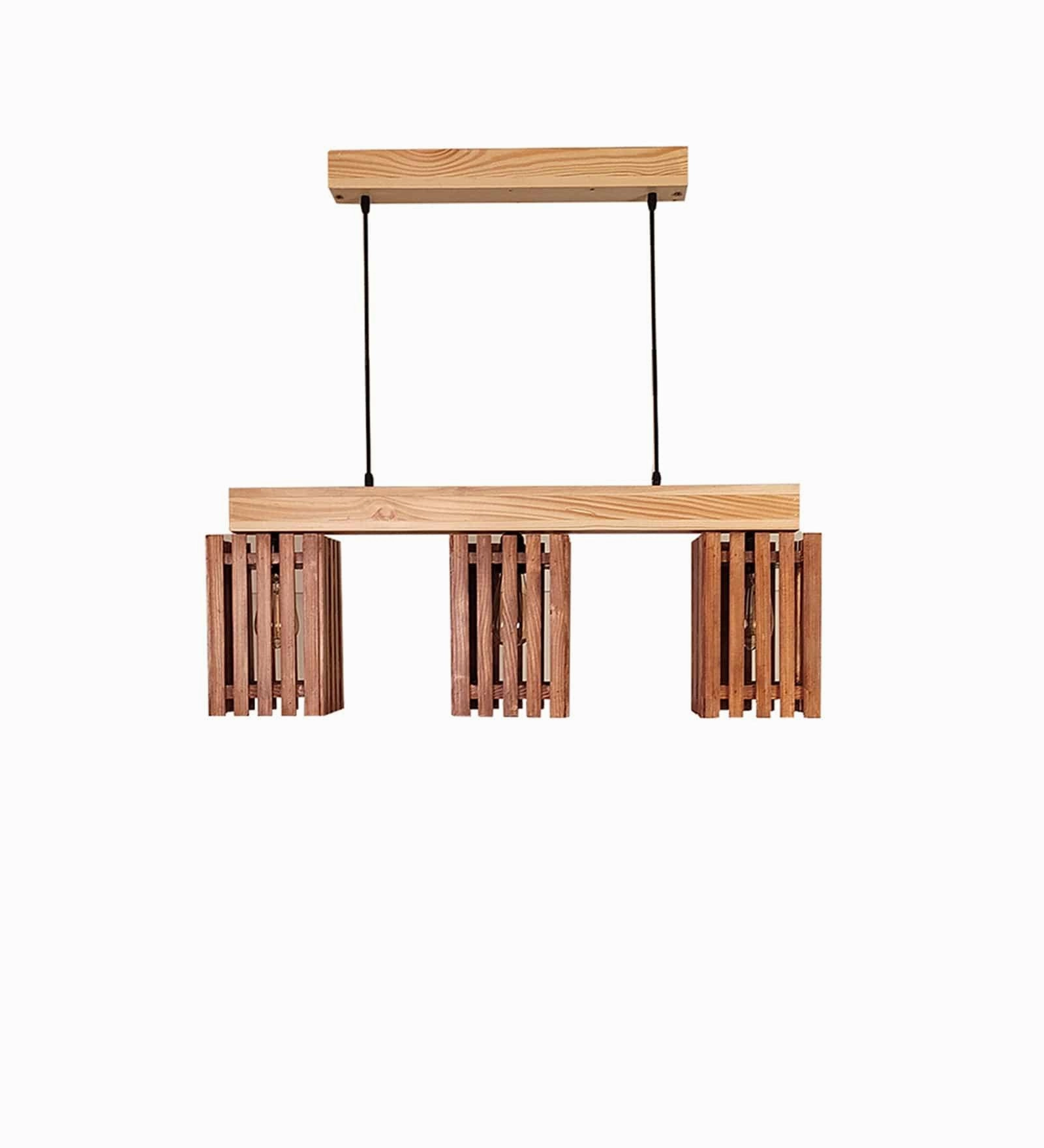 Elegant Brown & Beige Wooden Series Hanging Lamp (BULB NOT INCLUDED)