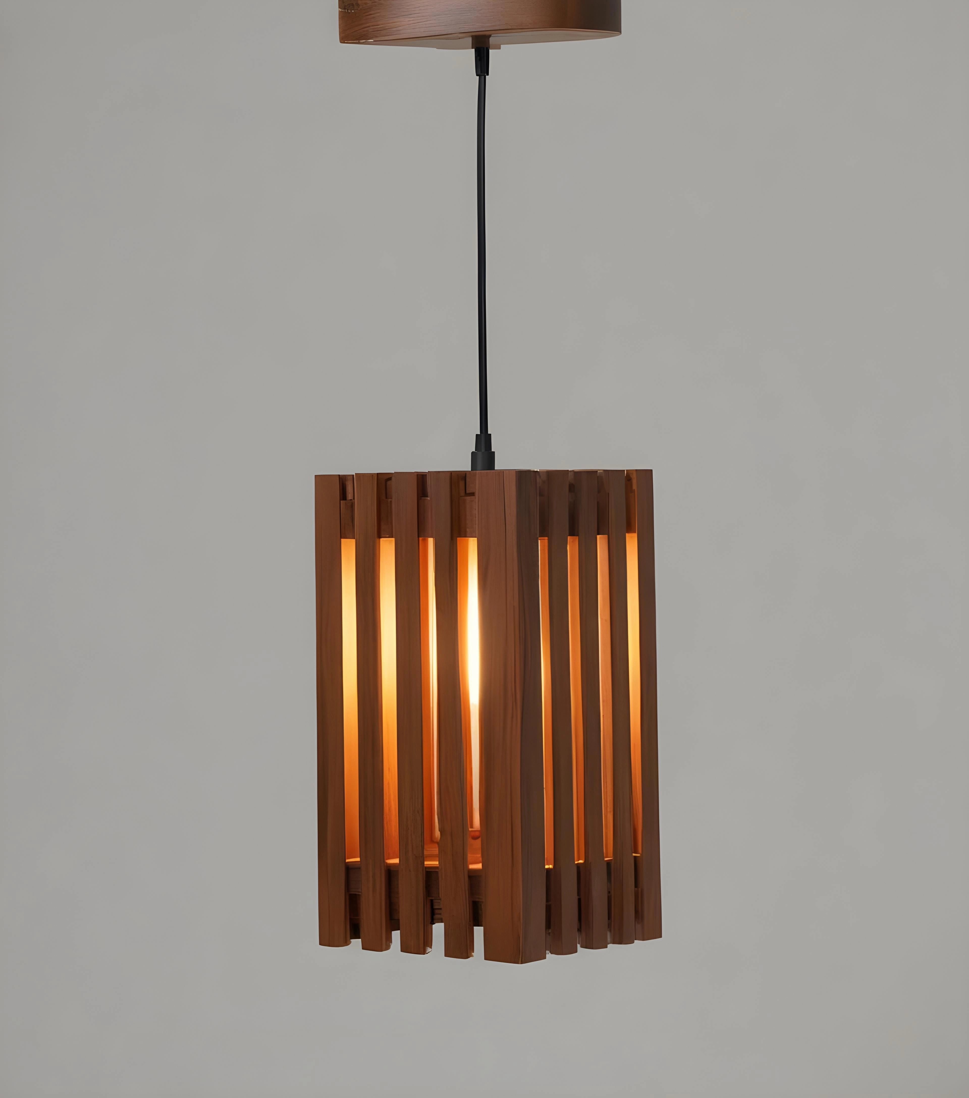 Elegant Brown Wooden Single Hanging Lamp (BULB NOT INCLUDED)
