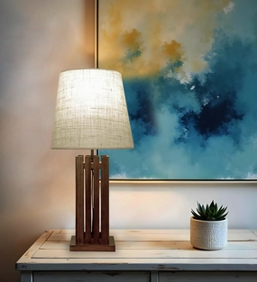 Elegant Brown Wooden Table Lamp with Black Fabric Lampshade (BULB NOT INCLUDED) Louis Poulsen chandelier