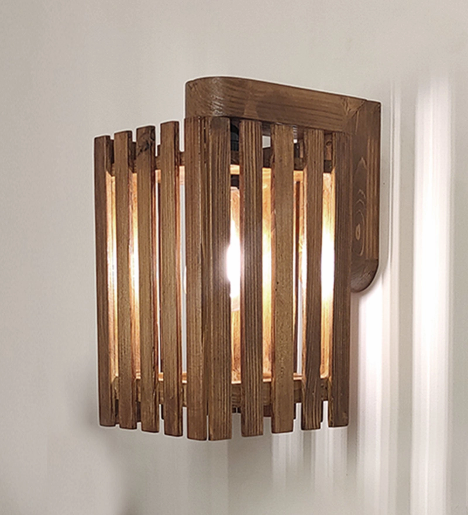 Elegant Brown Wooden Wall Light (BULB NOT INCLUDED)