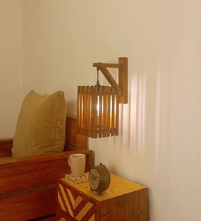 Elegant L Brown Wooden Wall Light (BULB NOT INCLUDED) vintage desk lamp