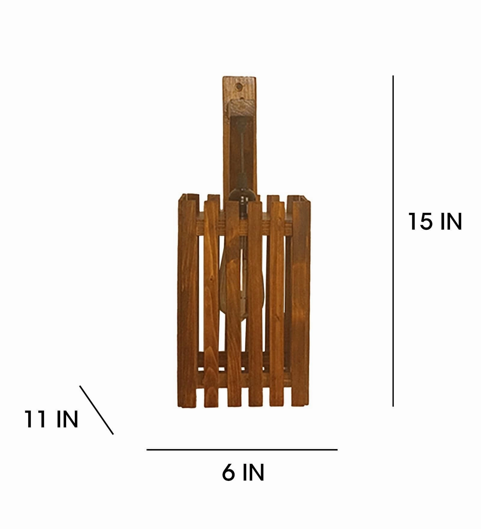 Elegant L Brown Wooden Wall Light (BULB NOT INCLUDED)