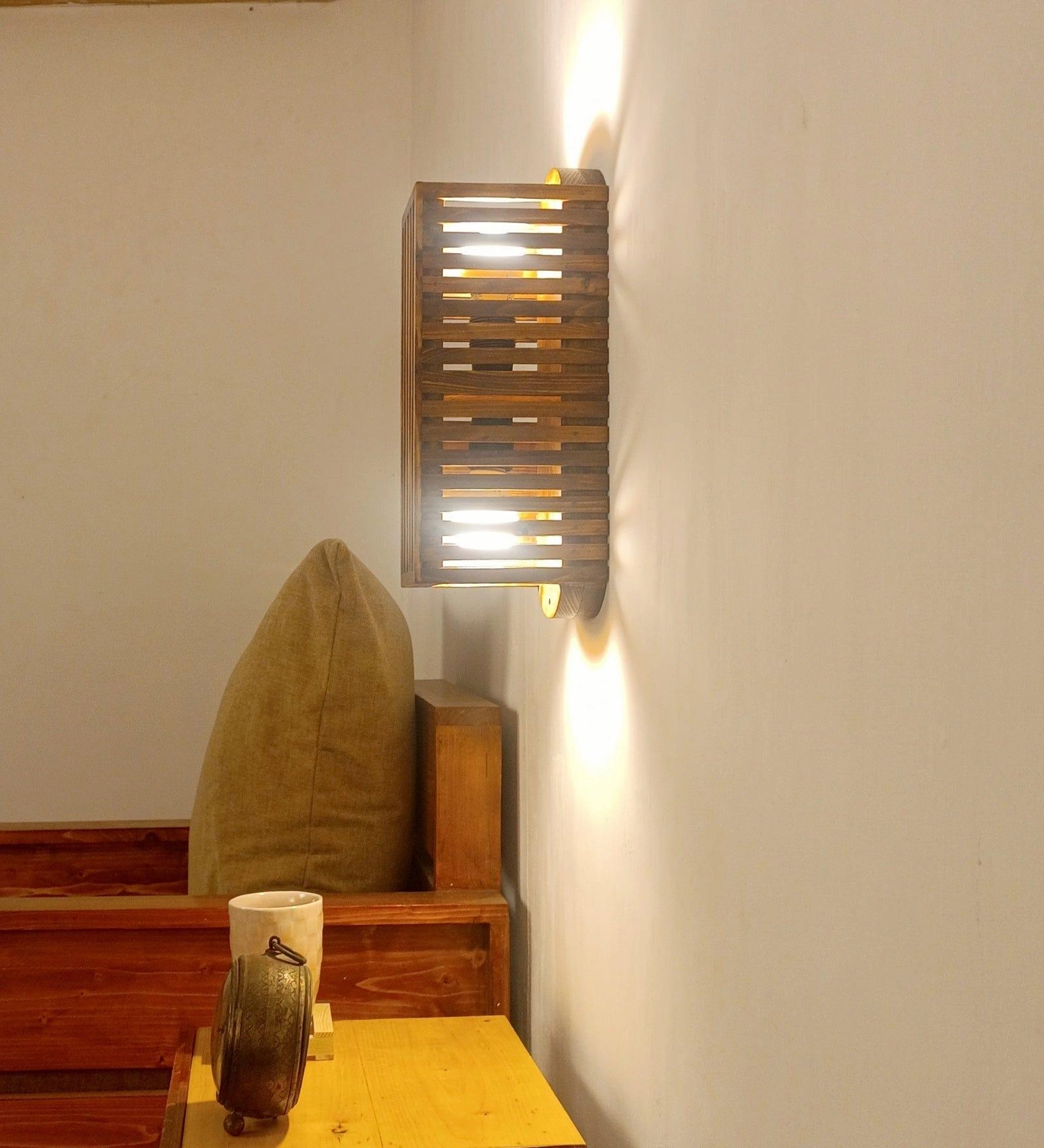 Elegant Lux Brown Wooden Wall Light (BULB NOT INCLUDED)