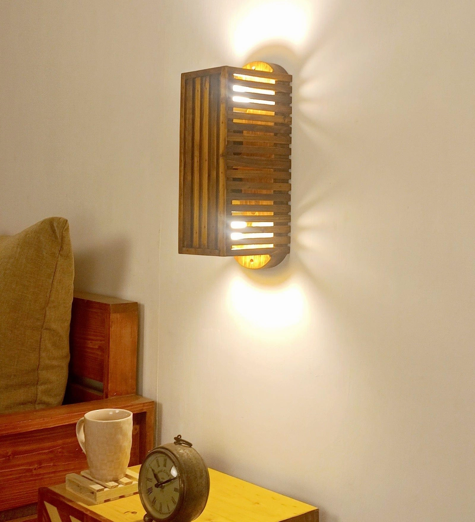 Elegant Lux Brown Wooden Wall Light (BULB NOT INCLUDED) vintage desk lamp