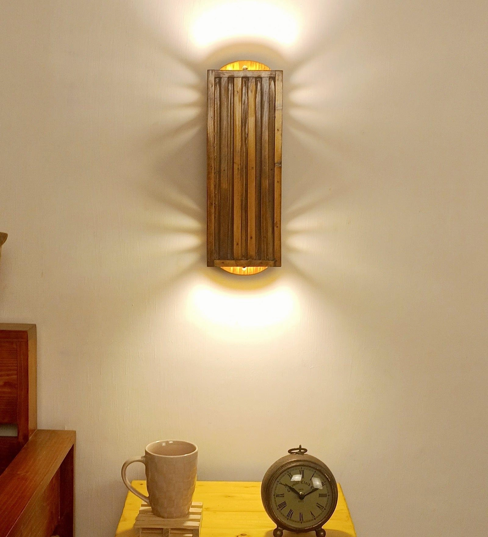Elegant Lux Brown Wooden Wall Light (BULB NOT INCLUDED)