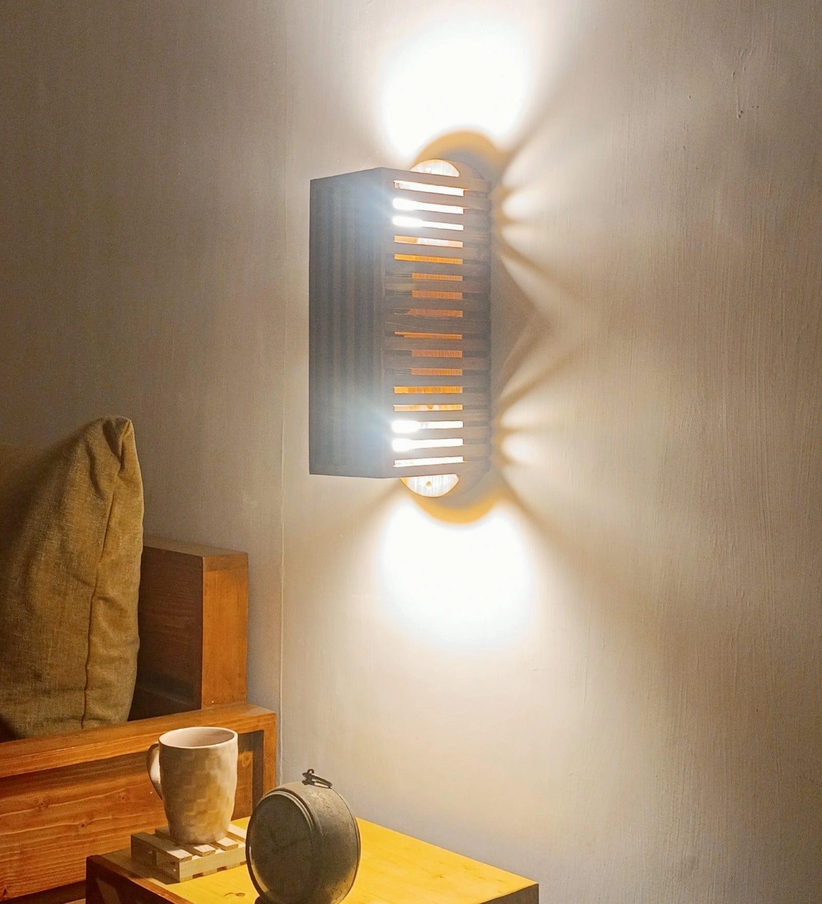 Elegant Lux Brown Wooden Wall Light (BULB NOT INCLUDED)