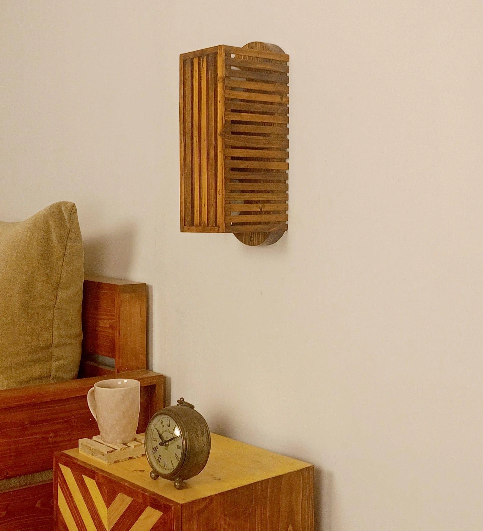 Elegant Lux Brown Wooden Wall Light (BULB NOT INCLUDED)