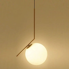Elegant Modern Led Pendant Round Ball Lights In Glass & Gold Metal contemporary ceiling fixture