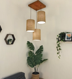 Elementary Brown Wooden Cluster Hanging Lamp (BULB NOT INCLUDED) contemporary ceiling fixture