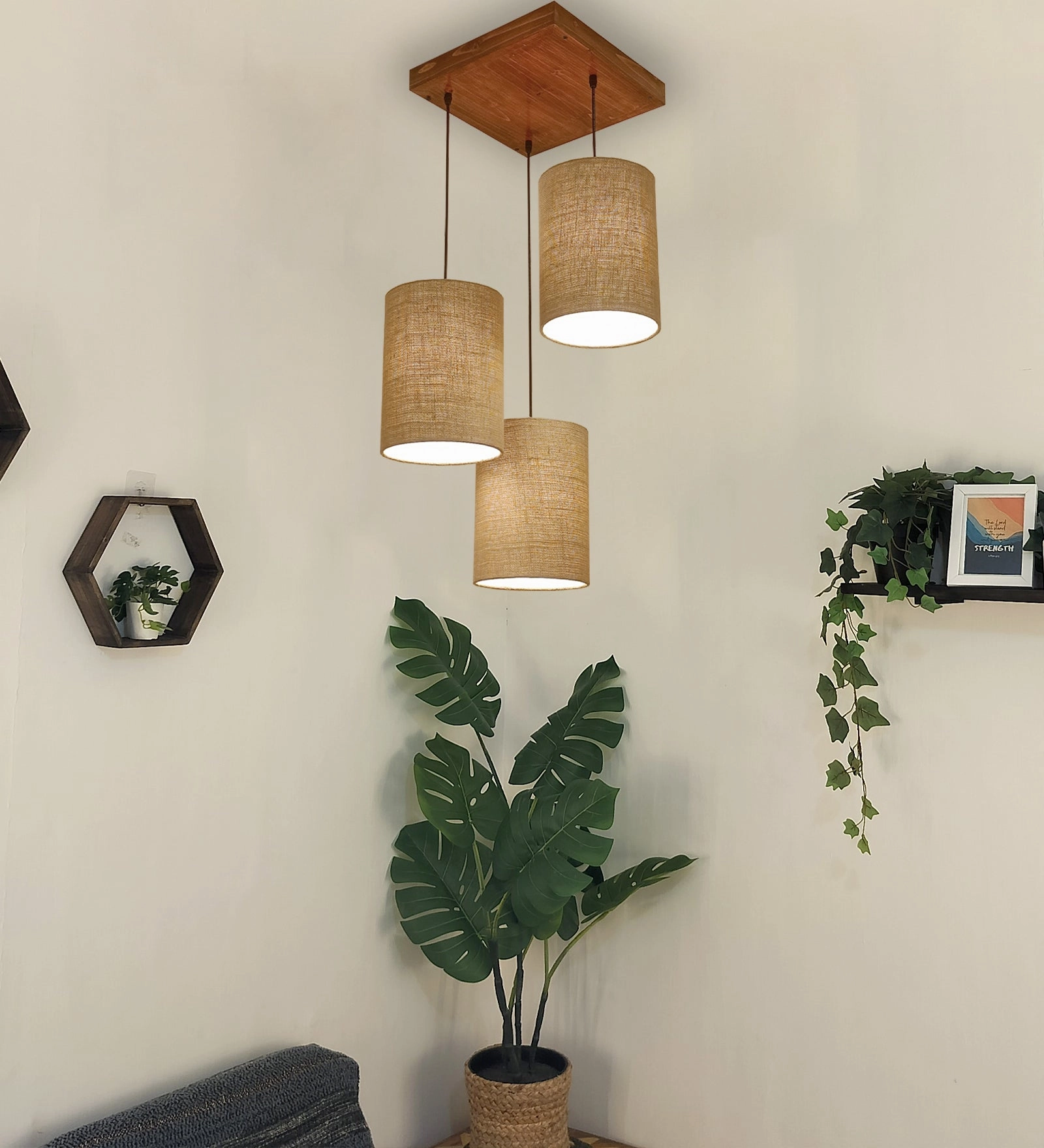 Elementary Brown Wooden Cluster Hanging Lamp (BULB NOT INCLUDED) contemporary ceiling fixture