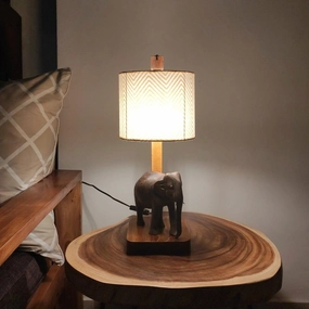 Elementary Wooden Table Lamp with Brown Base and Premium Yellow Fabric Lampshade (BULB NOT INCLUDED) Louis Poulsen chandelier