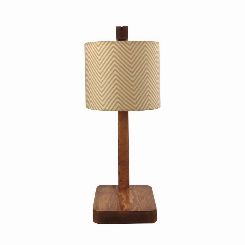 Elementary Wooden Table Lamp with Brown Base and Premium Yellow Fabric Lampshade (BULB NOT INCLUDED)