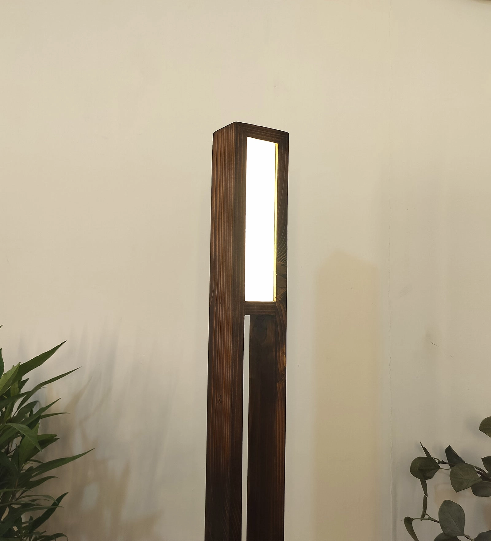 Elevar Wooden LED Floor Lamp with Brown Base