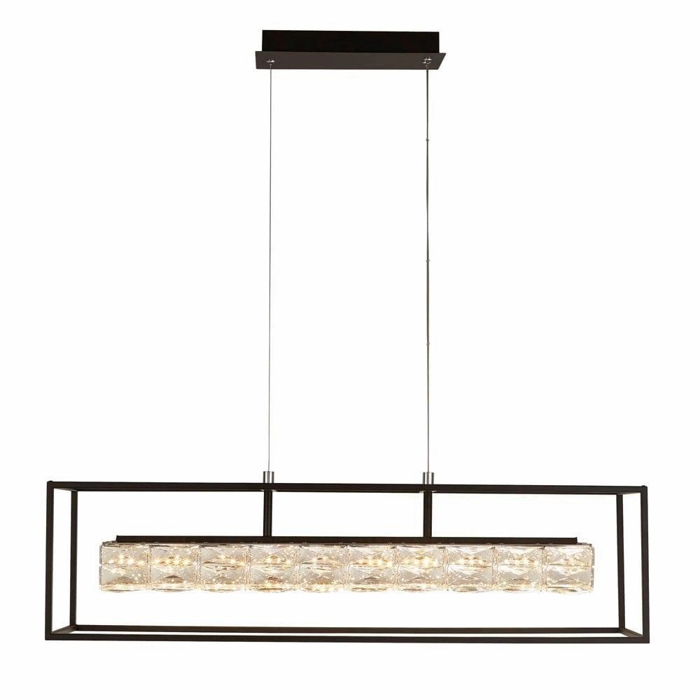 Elevator LED Black Frame Ceiling Pendant - Crystal Drops minimalist ceiling light