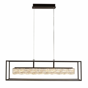 Elevator LED Black Frame Ceiling Pendant - Crystal Drops minimalist ceiling light