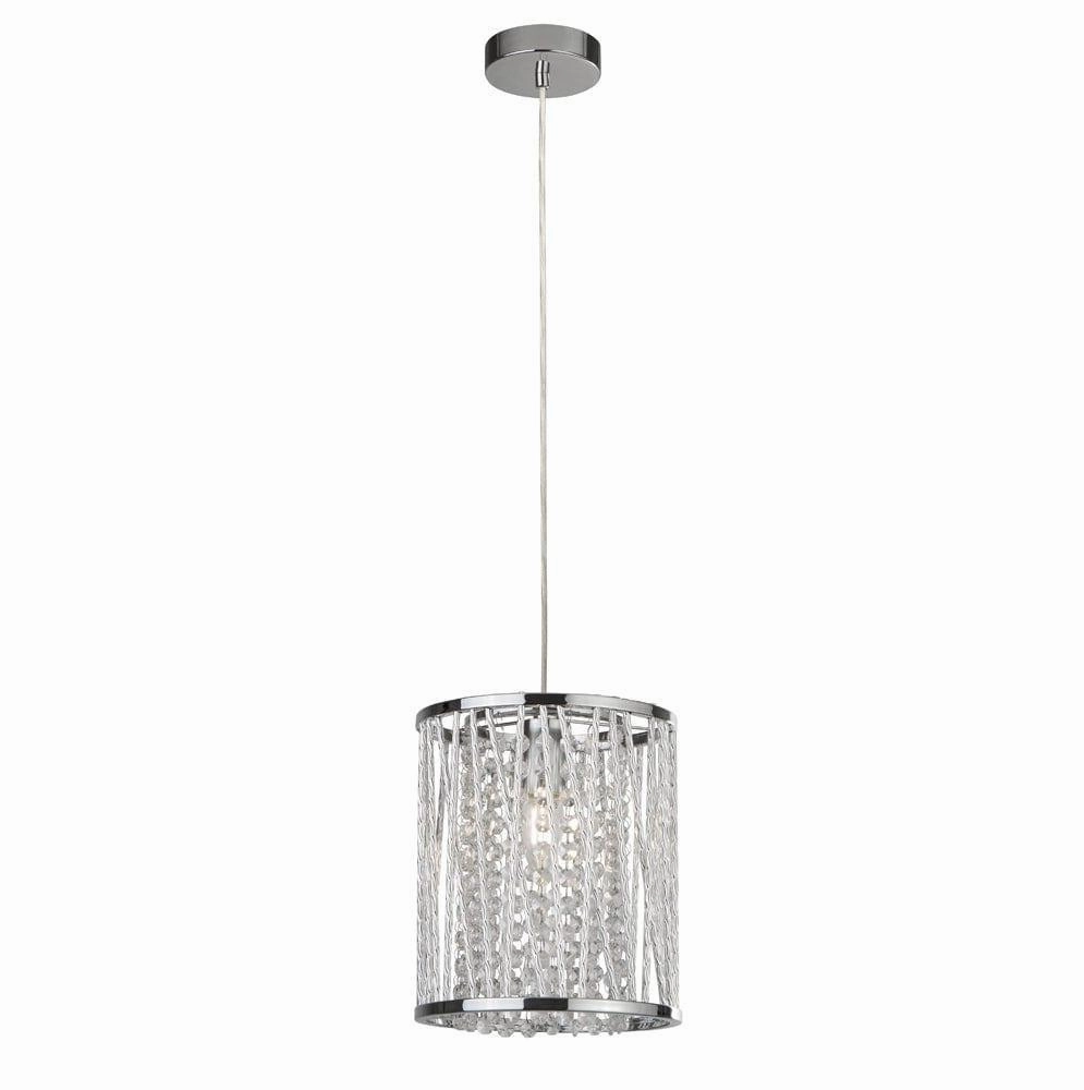 Elise 1 Light Chrome & Crystal Drops Ceiling Pendant minimalist ceiling light